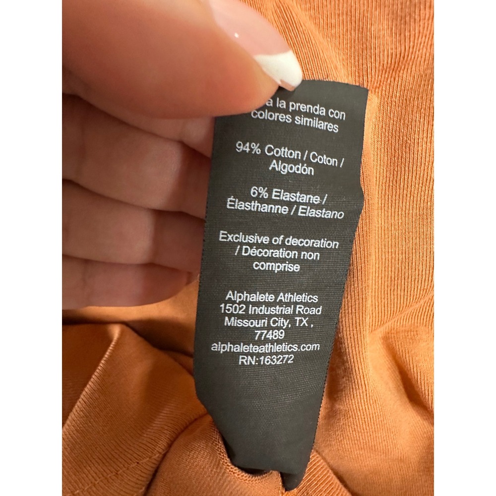 Alphalete Lifestyle Fit T-Shirt Small Burnt Orange Curved Hem Mens - Picture 4 of 6